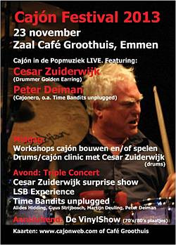 Cesar Zuiderwijk performing at the 2013  Cajon festival Emmen November 23, 2013